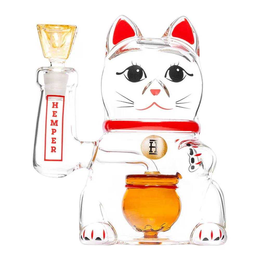 Hemper Lucky Money Cat Glass Water Pipe - Extra Large