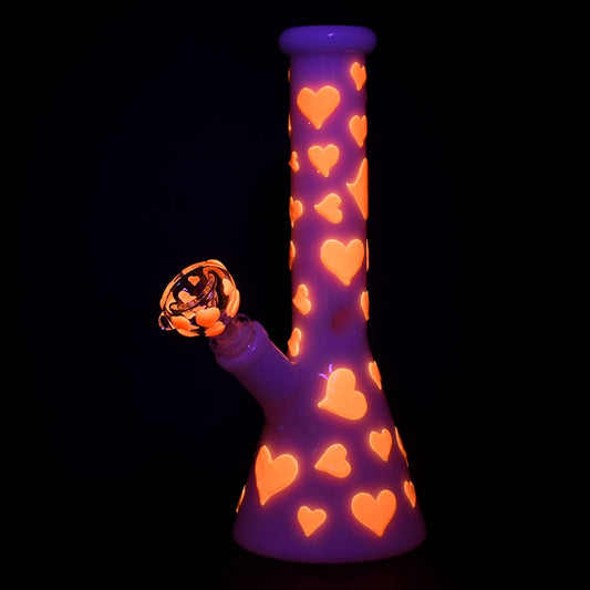 Valentine's Day Heart Glow In The Dark Beaker Bong