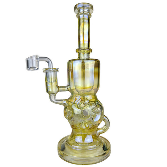 11" Gold Fumed Fabb Egg Recycler Water Pipe/Dab Rig