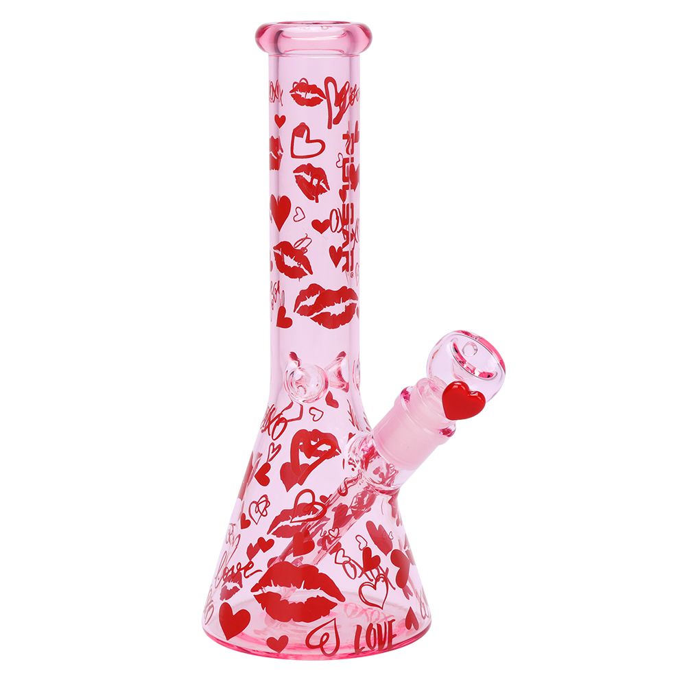 Pulsar Valentine's XOXO Glass Beaker Water Pipe & Hand Pipe Set