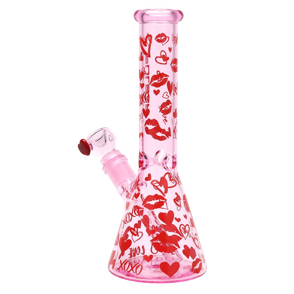 Pulsar Valentine's XOXO Glass Beaker Water Pipe & Hand Pipe Set